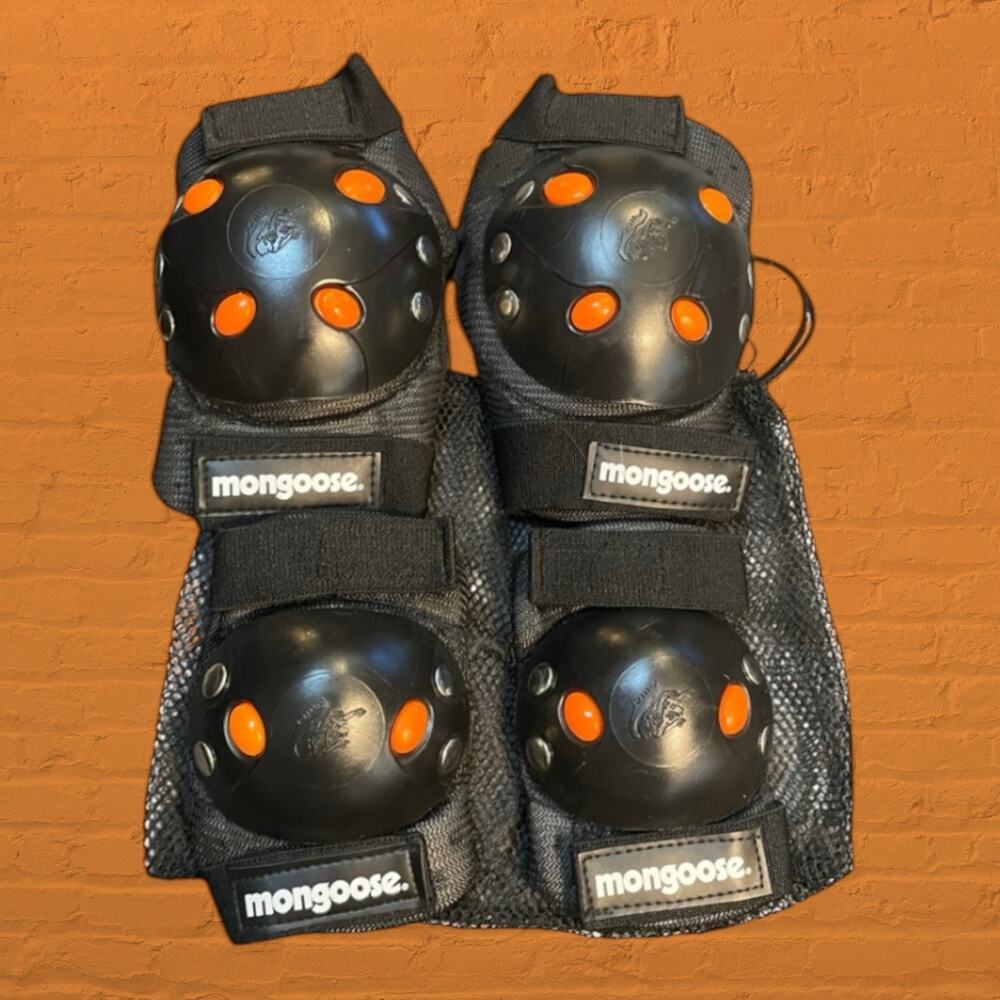 Mongoose BMX Bike Gel Knee Elbow Pad Set Youth Kids Skateboard Protective Gear